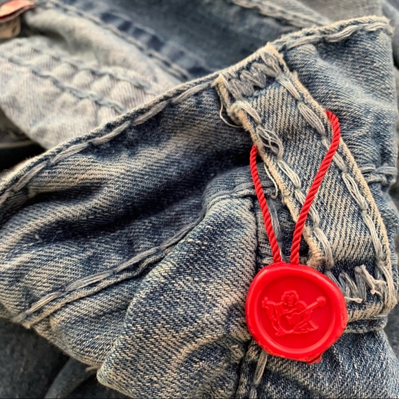 TRUE RELIGION Maui Straight Leg Embroidered Patch Heavy Whip Stitch Jeans - 32 - Picture 14 of 14